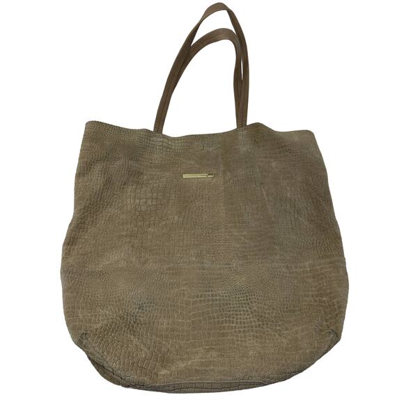 Day Birger Et Mikkelsen Large Suede Leather Tote Bag Embossed Greige *FLAWS READ - Picture 1 of 7